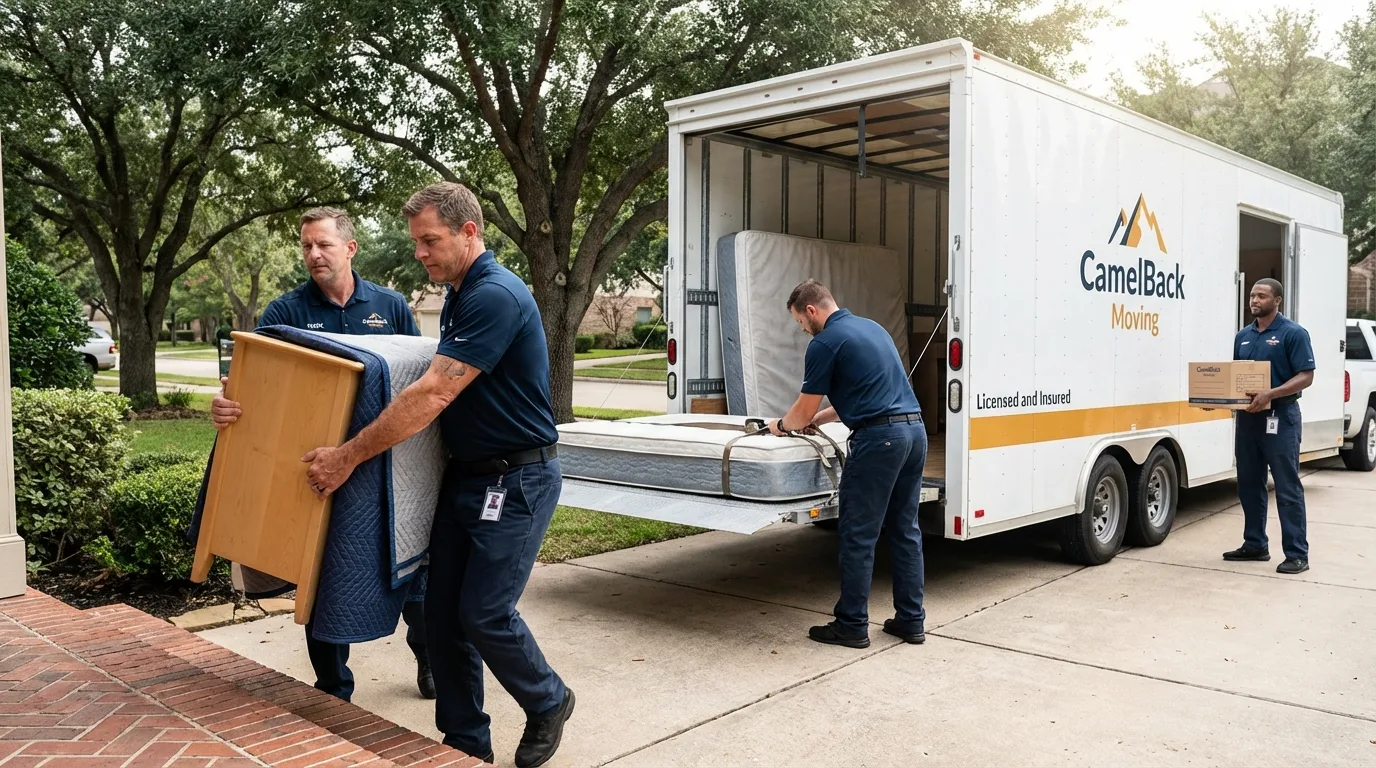 Crew loading residential truck for cross-state move from Eaton Rapids, MI