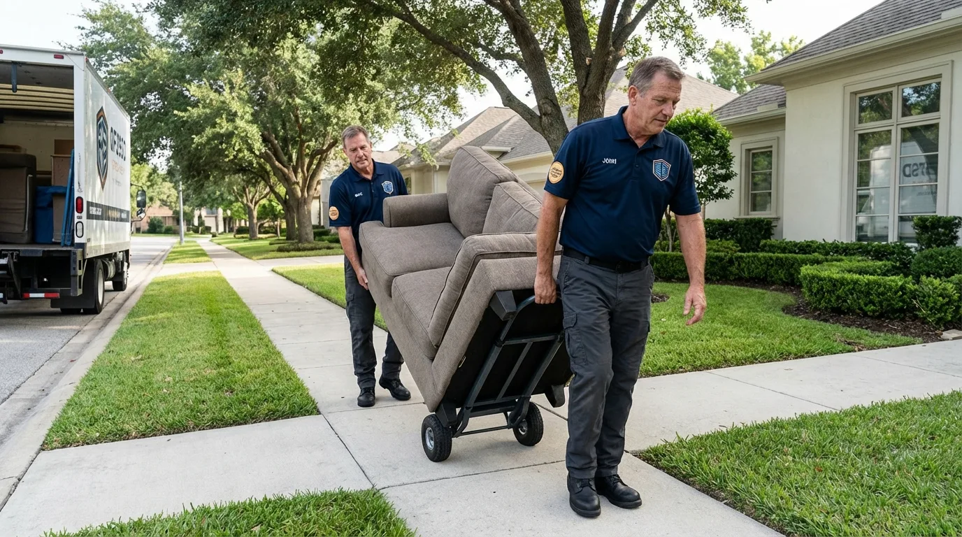 Local residential moving crew loading furniture in Eaton Rapids, MI